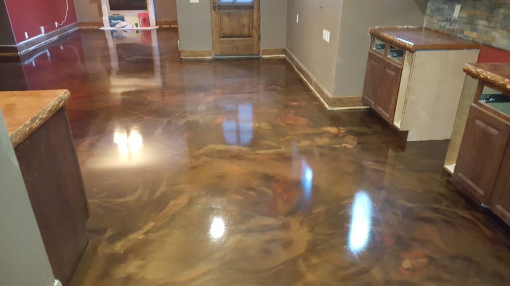 Concepts on Concrete specializes in concrete countertops and epoxy floors, and has the ability to add both to a room.